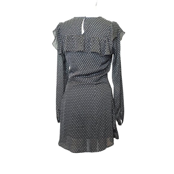 NWT Avec Les Filles Black White Polka Dot Ruffle Mini Dress Women's size 6 - Picture 4 of 11